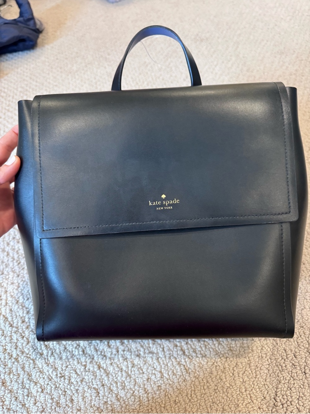 kate spade Black Leather Flap Backpack